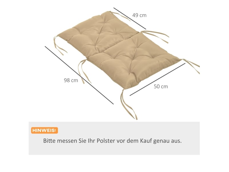  Lot de 2 coussins de chaise 98x50x8 cm avec liens de fixation kaki  - Conforama E