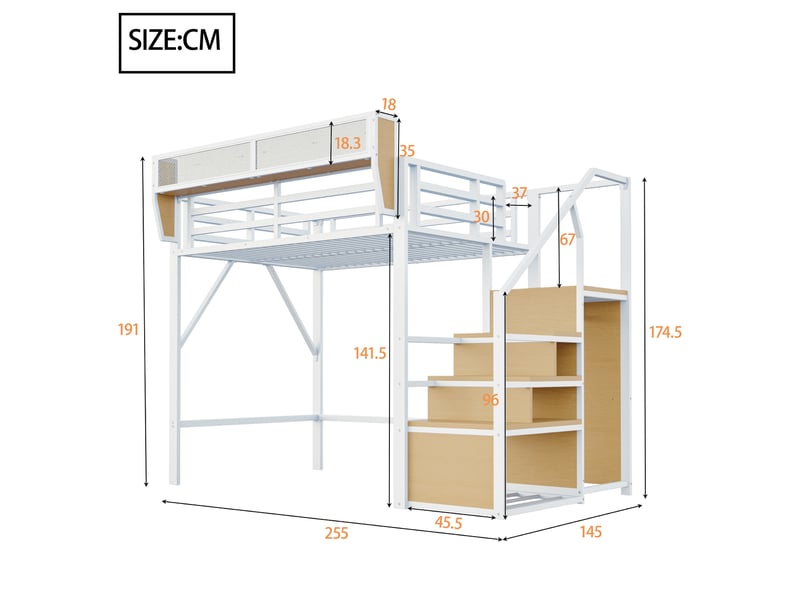  Lit mezzanine 140x200cm coloris blanc lit enfant blanc - Conforama C