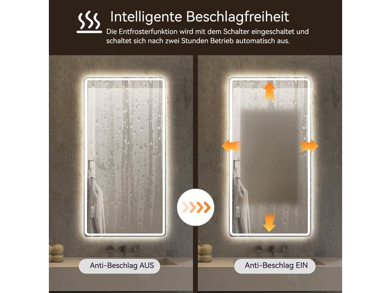  Miroir de salle de bains led 60 x 120 cm, éclairage avant et arrière, anti-buée  - Conforama C