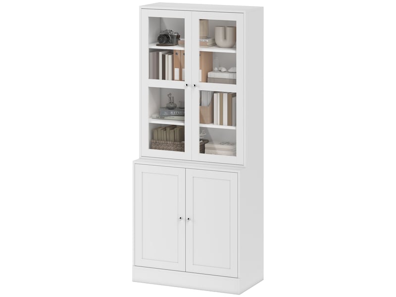  Bibliothèque moderne à 4 portes et étagères réglables, meuble de cuisine pour salon, cuisine, bureau, chambre, 76 x 40 x 178,5 cm, blanche  - Conforama B