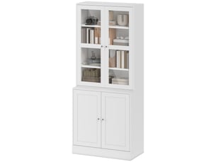Bibliothèque moderne à 4 portes et étagères réglables, meuble de cuisine pour salon, cuisine, bureau, chambre, 76 x 40 x 178,5 cm, blanche