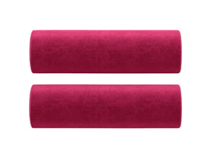 Lot de 2 coussins décoratifs rouge bordeaux ø15x50 cm velours cf60889
