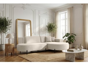 Canapé d'angle parma studio hills, pour salon, tissu quelle, droit, crème (02)