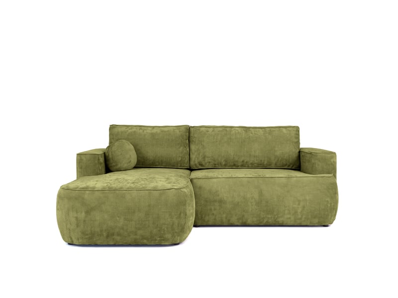  Canapé d'angle moon mini avec fonction couchage, tissu flow, gauche, vert (12)  - Conforama C