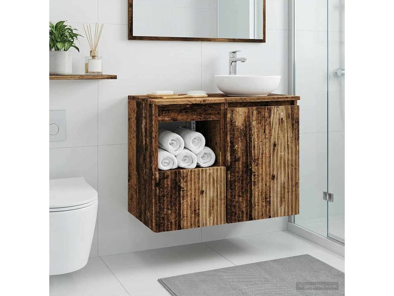  Armoire de salle de bain, meuble de rangement bois ancien 30x44.5x50 cm  - Conforama D