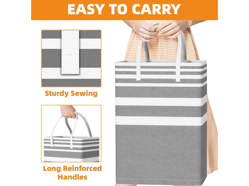  Lot de grands paniers à linge imperméables autoportants, sacs pliables avec poignées allongées pour le rangement et le transport  - Conforama E