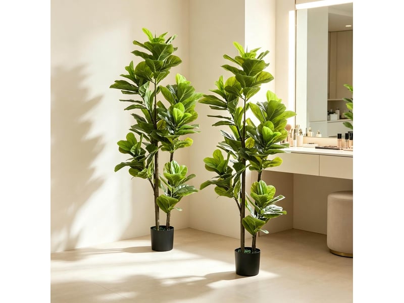  Lot de 2 figuiers lyres artificiels 150 cm métal vert  - Conforama C