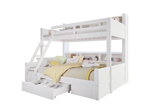 Lit superposé 90x200 cm <strong>OKMYHOME</strong>  <strong></strong> coloris blanc