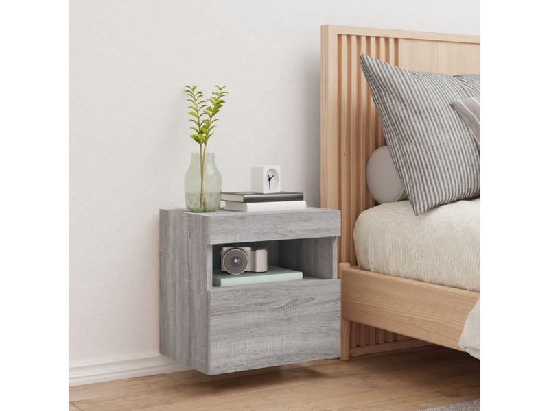 Meuble tv - banc tv - meuble de rangement mural avec lumières led sonoma gris 40x30x40 cm - Conforama E