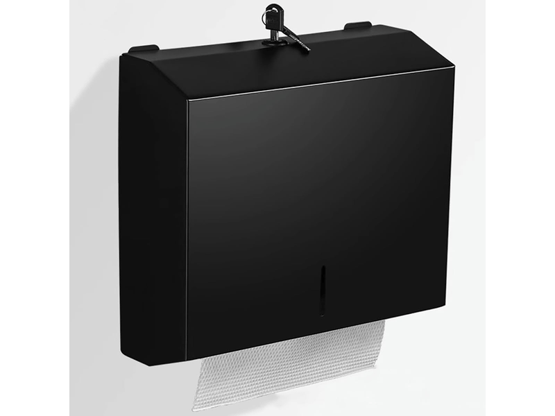 Distributeur d'essuie-mains mural en acier inoxydable avec serrure, distributeur de mouchoirs grande capacité,noir  - Conforama A