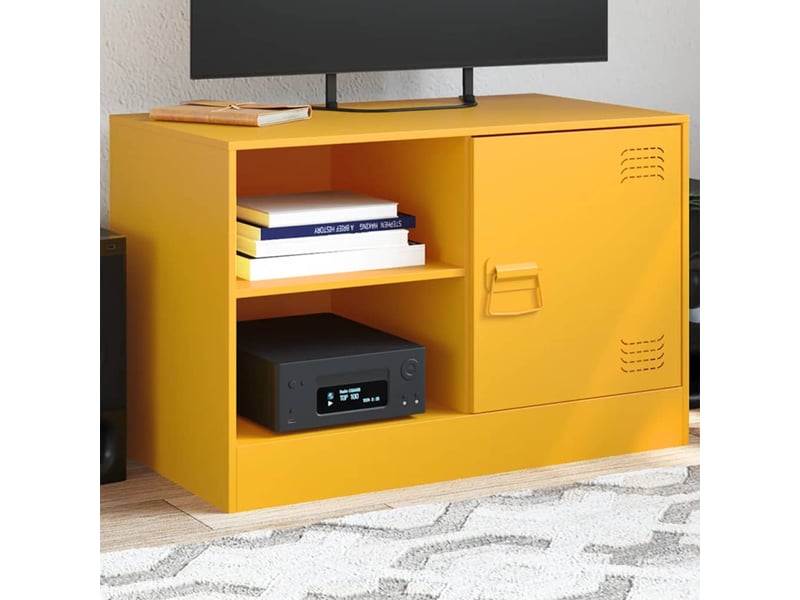  Meuble tv - banc tv - meuble de rangement jaune moutarde 67x39x44 cm acier  - Conforama B
