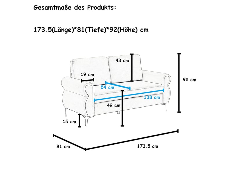  Canapé droit 2 places en tissu blanc crème à ressorts ensachés, assise ergonomique et housses amovibles  - Conforama C