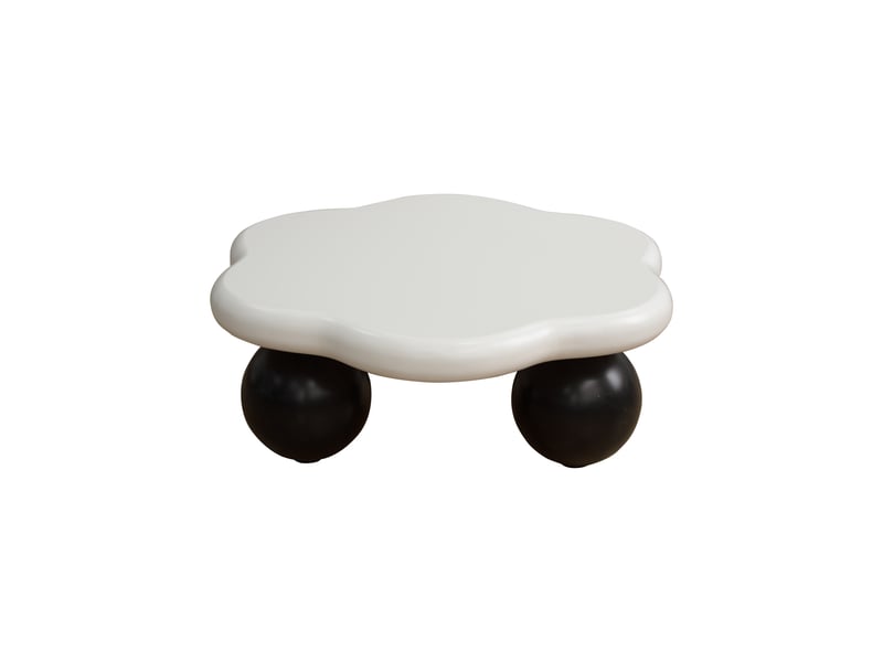  Table basse nuage design 80 cm blanc et noir mdf laqué coins arrondis pour petit salon evarich - Conforama A