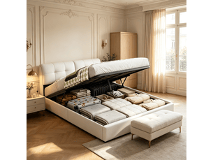 Lit coffre 140x200 cm coloris beige