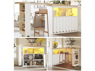 Bar coloris blanc <strong>MERAX</strong> <strong>table de bar blanc</strong> - 205 cm