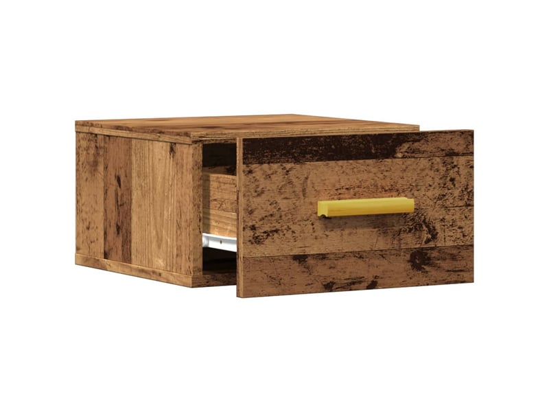  Table de chevet - cabinet de chevet - table de nuit murale vieux bois 35x35x20 cm  - Conforama D