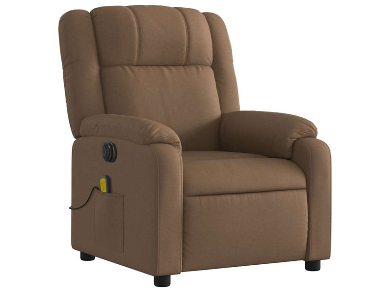  Fauteuil de relaxation fonction d'inclinaison électrique 6 points de massage en tissu marron dec027794  - Conforama A