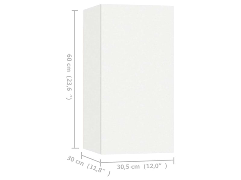  Lot de 4 meuble tv bas salon blanc 30,5x30x60 cm bois d'ingénierie  - Conforama E