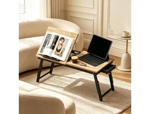 Table pour ordinateur portable réglable en hauteur et inclinable avec tiroir, pliable, bicolore