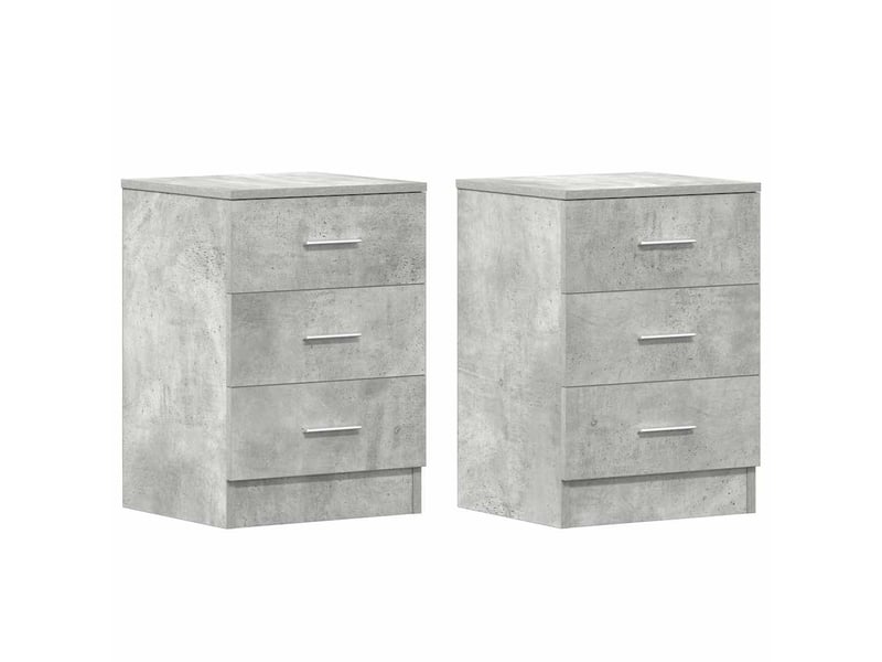  Vidaxl tables de chevet gris béton 3 tiroirs table de nuit 38x35x56cm chambre coucher  - Conforama A