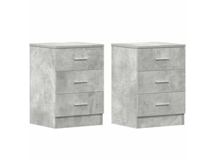 Vidaxl tables de chevet gris béton 3 tiroirs table de nuit 38x35x56cm chambre coucher