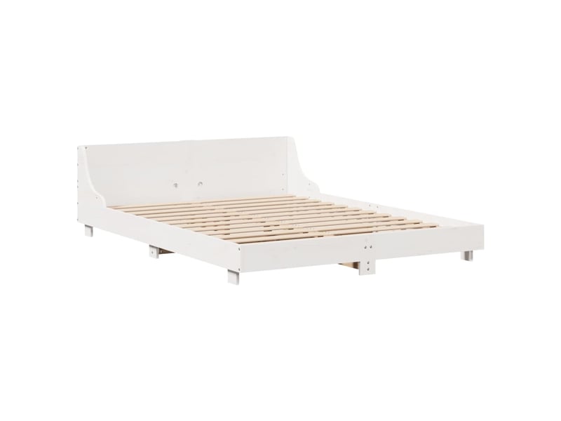  Lit double- lit adulte -  cadre de lit sans matelas blanc 150x200 cm bois de pin massif  - Conforama B