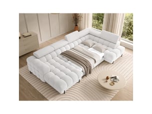 Canapé panoramique convertible blanc angle droit feraria 358x93x202cm