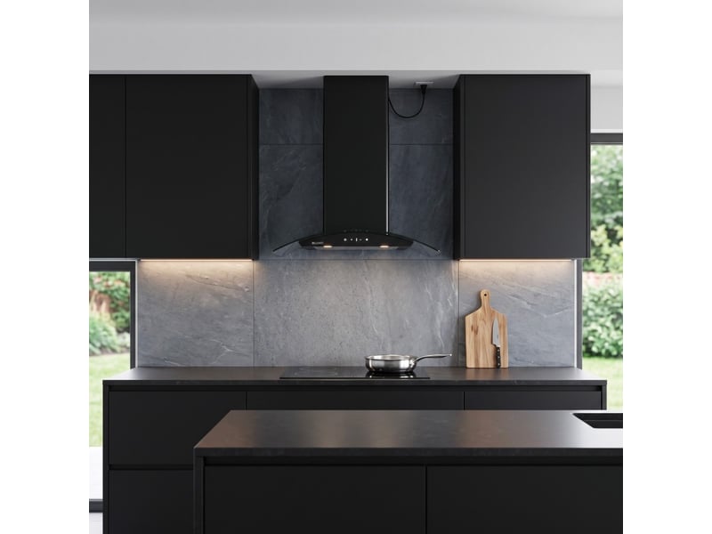  Hotte aspirante beldeko vera 60 bk - verre noir 60 cm, commande gestuelle, 513 m³h, 4 vitesses, éclairage led, a+  - Conforama D