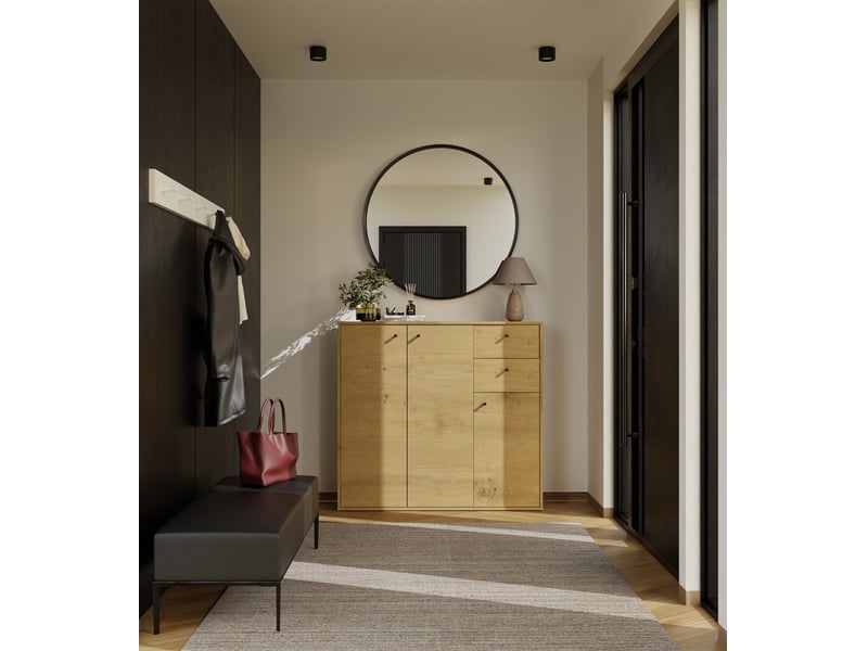  Fran - commode - 3 portes, 2 tiroirs - 120x110x30 cm - chêne artisan  - Conforama B