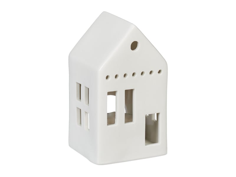  Photophore en forme de maison ambiance cosy déco intérieur 18 x 12 x 12 cm en porcelaine blanche 13_0015178  - Conforama A