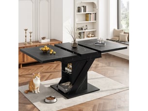 Table extensible avec plateau allongeable, style moderne, en mdf et métal, noir, pour cuisine et salle à manger
