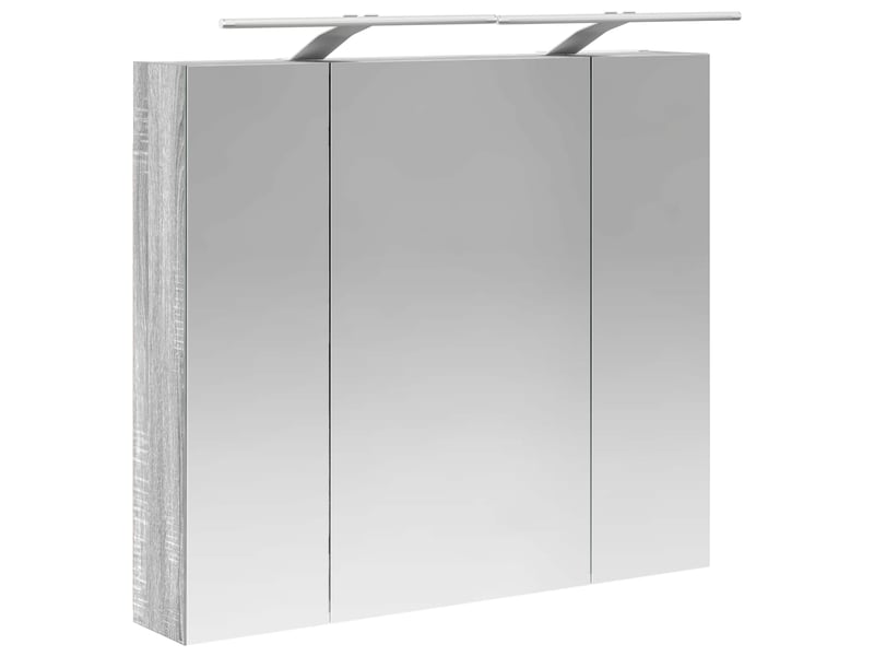  Armoire miroir salle de bain, meuble de rangement gris sonoma 80x14.5x70 cm  - Conforama E
