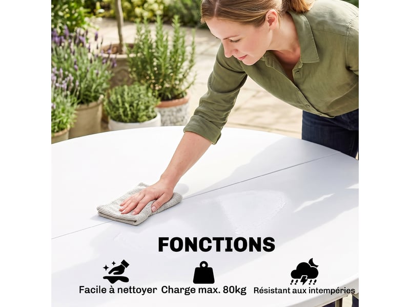  Table de jardin ronde pliante 6 personnes en métal et hdpe ø 122 cm  - Conforama E
