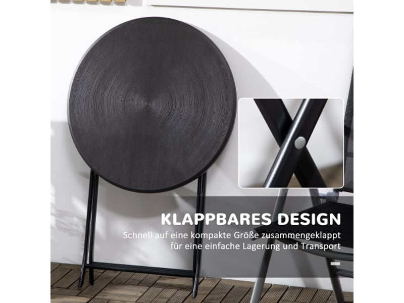  Table de jardin pliante ronde ø60 cm, effet bois décoratif, gris foncé, balcon et terrasse  - Conforama D