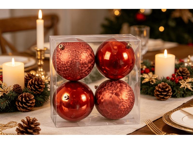 Boules de noël cuivre plastique 10 cm 4 unités S8803932 - Conforama D