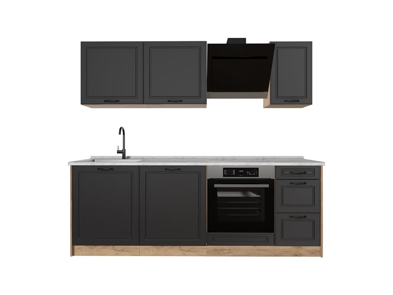 Vicco cuisine, anthracite campagnechêne doré, 220cm plan de travail marbre - Conforama A