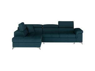 Canapé d'angle convertible palazzo 4 places bleu foncé – angle gauche avec 1 coussin