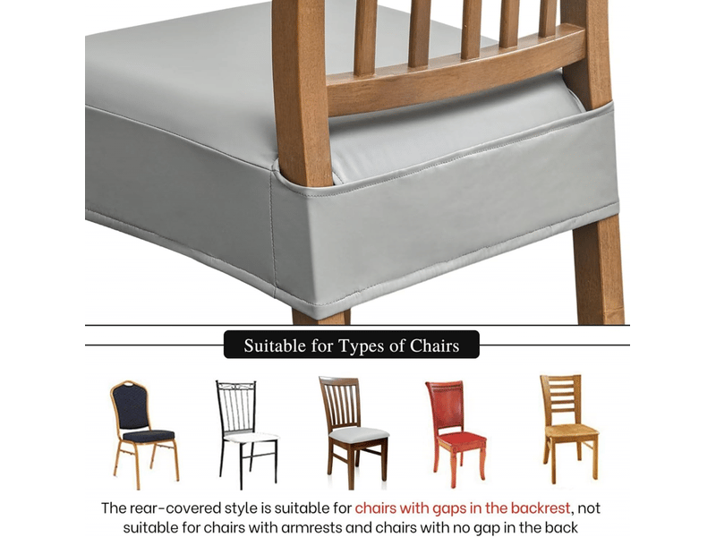  Lot de 4 housses de siège de chaise imperméables, housses de chaise en cuir pu, amovibles et lavables, gris  - Conforama D