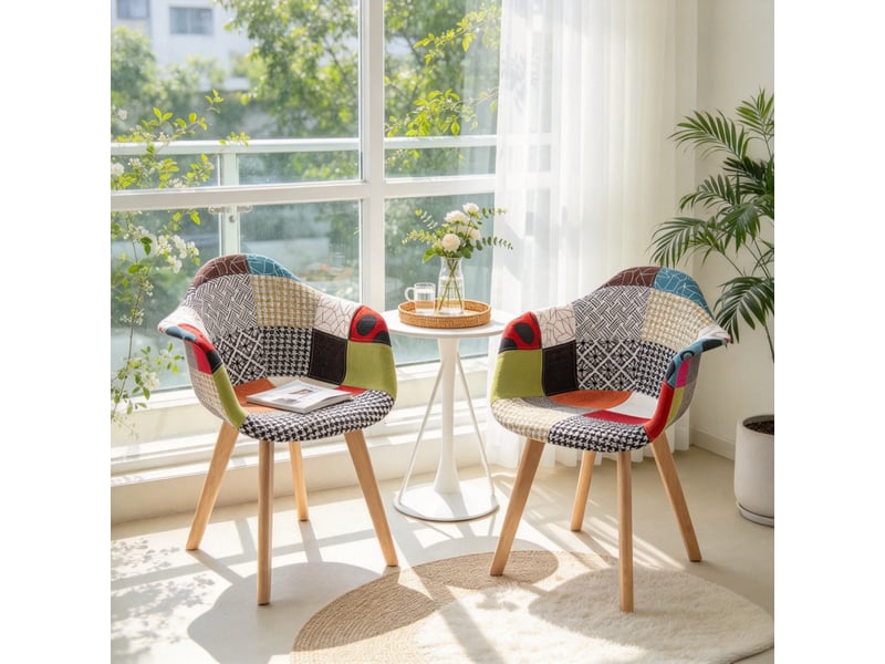  Chaise de salle à manger - fauteuils décoratifs, chaise longue, ensemble élégant de 2 fauteuils lounge, chaises de bureau, rouge  - Conforama W