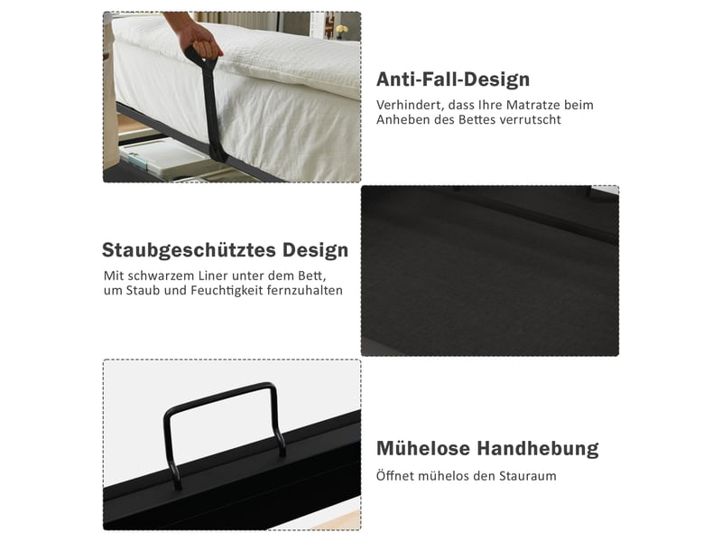  Lit simple rembourré 90x200, tête de lit led et usb-c, sommier lattes bois, cadre métal, 150 kg, beige, coton, avec matelas  - Conforama W