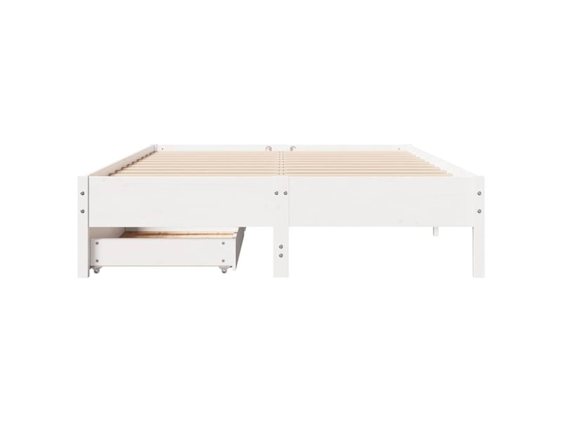  Lit double- lit adulte -  cadre de lit sans matelas blanc 140x190 cm bois de pin massif  - Conforama C