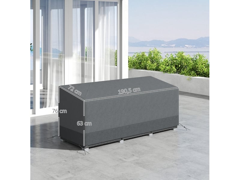  Housse de protection mobilier de jardin 190,5 x 72 x 76 cm gris clair, polyester oxford 600d avec cordon  - Conforama C