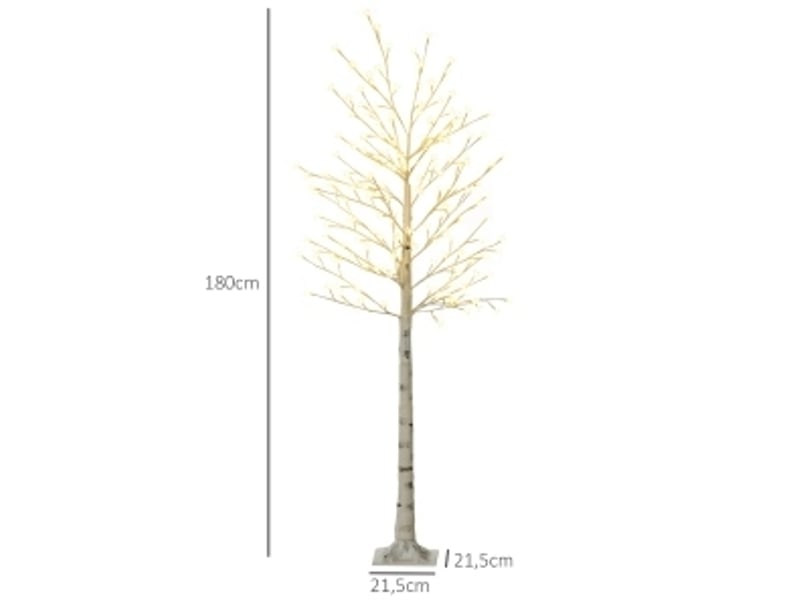  Arbre led décoratif 180 cm blanc, 180 led blanc chaud, branches flexibles avec trois niveaux de luminosité  - Conforama C