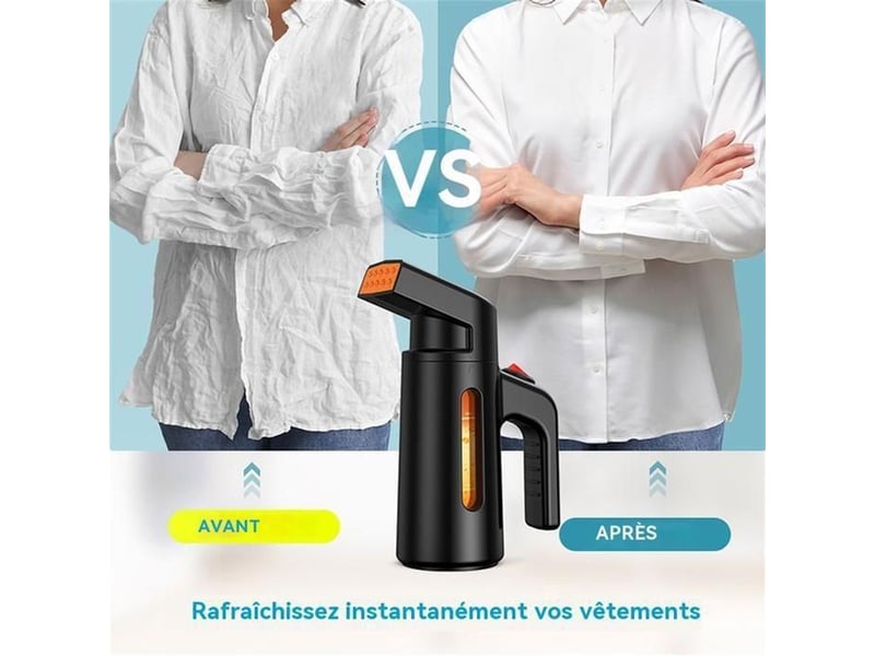  Défroisseur vapeur portatif 1000w 20 g min 180 ml double sortie d air noir  - Conforama D