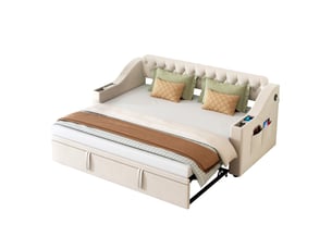 Lit gigogne 90x200 cm BEAOK   coloris beige