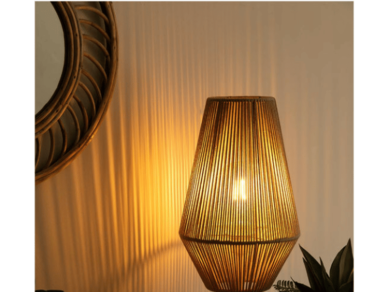 Lampe leandra en corde avec trepied en bois lampe à poser lampe de chevet lampe de bureau lampe lecture d25cm x h88cm LFN55407 - Conforama B