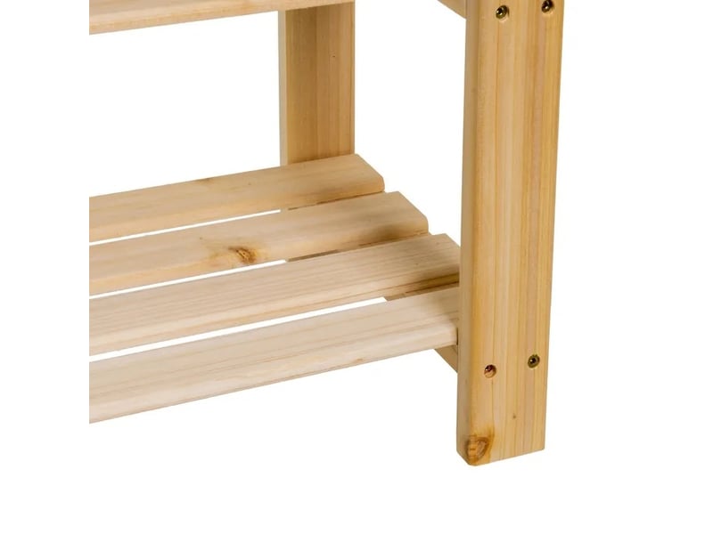  Banc étagère à chaussures en bois de sapin naturel à 3 niveaux à lattes-longueur 71 x profondeur 26 x hauteur 45 cm  - Conforama E