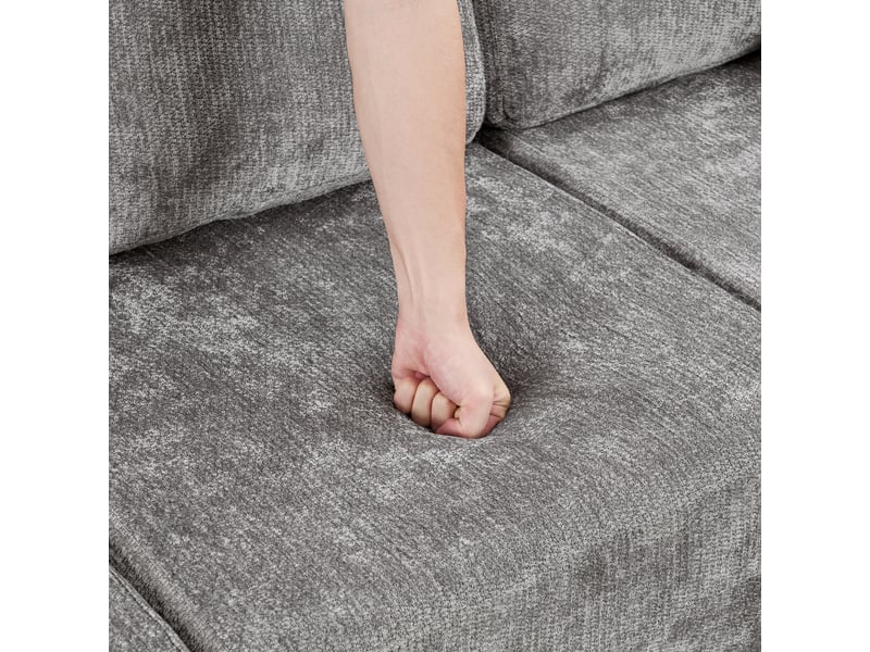  Canapé d'angle 3 places en chenille gris avec méridienne 144cm  - Conforama E