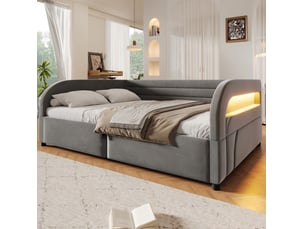 Lit coffre 140x200 cm <strong>MODFU</strong>  <strong></strong> coloris gris