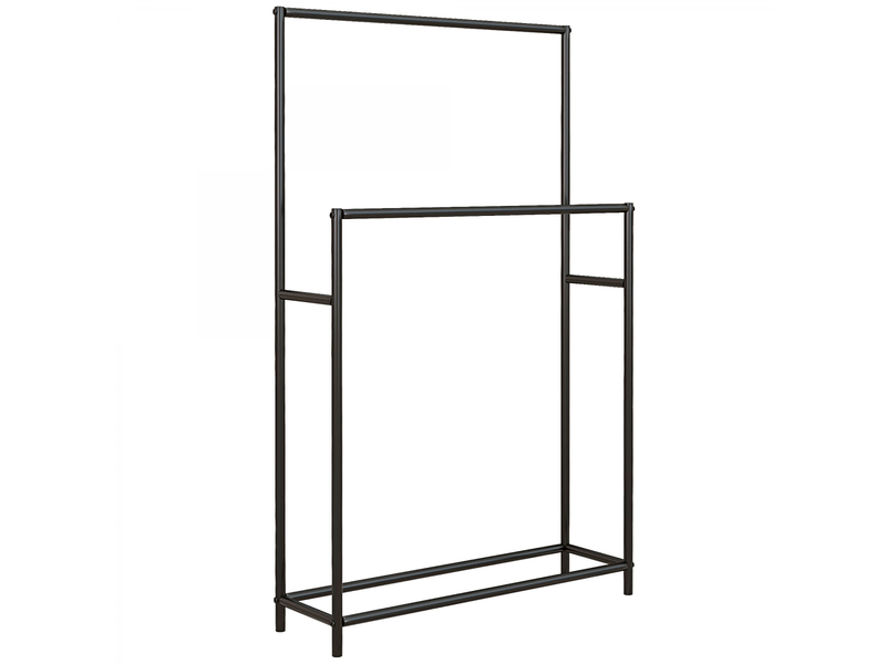Porte serviettes sur pied sèche serviette 2 niveaux en métal pour la salle de bain,dim. 66lx20px110hcm,noir - Conforama A